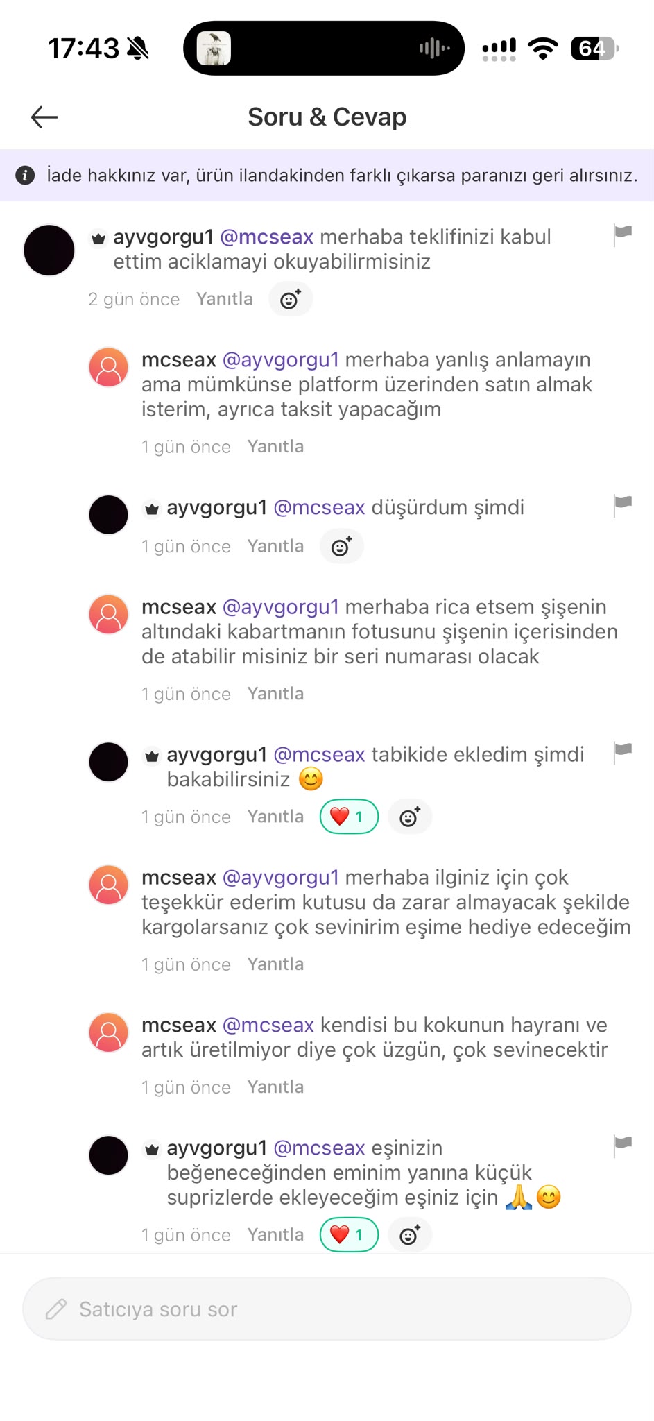Orijinallik kontrolü ve özenli paketleme rica ettiğim hediye konuşması